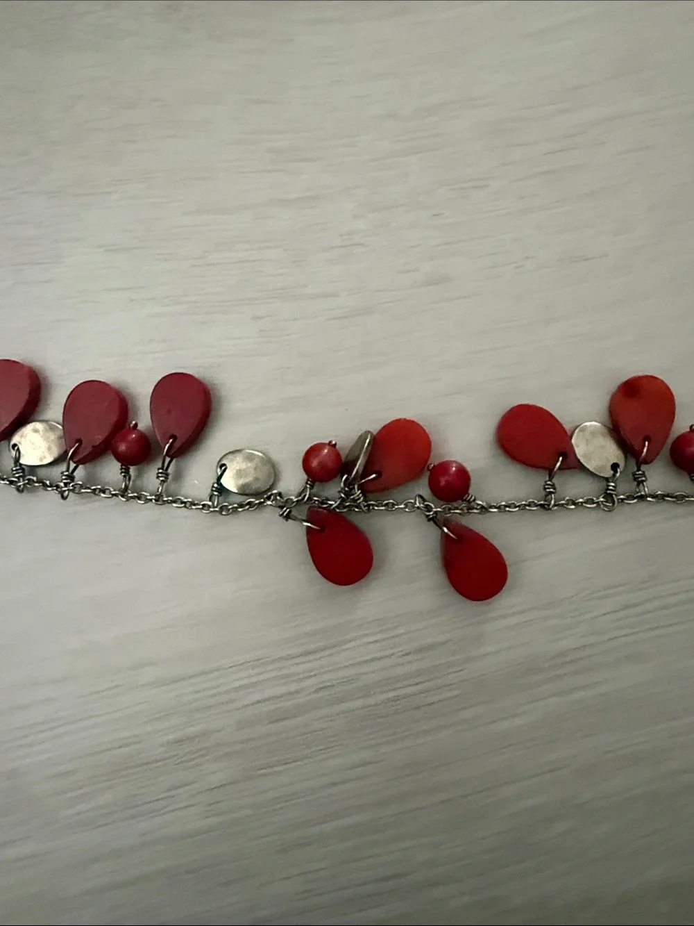 Brooks Brothers Red Teardrop Charm 925 Bracelet